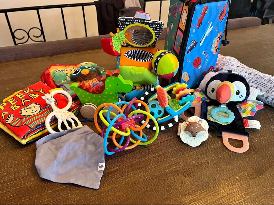 Baby Toy Bundle - Sophie la Girafe, Infantino, Oball, Soft Books