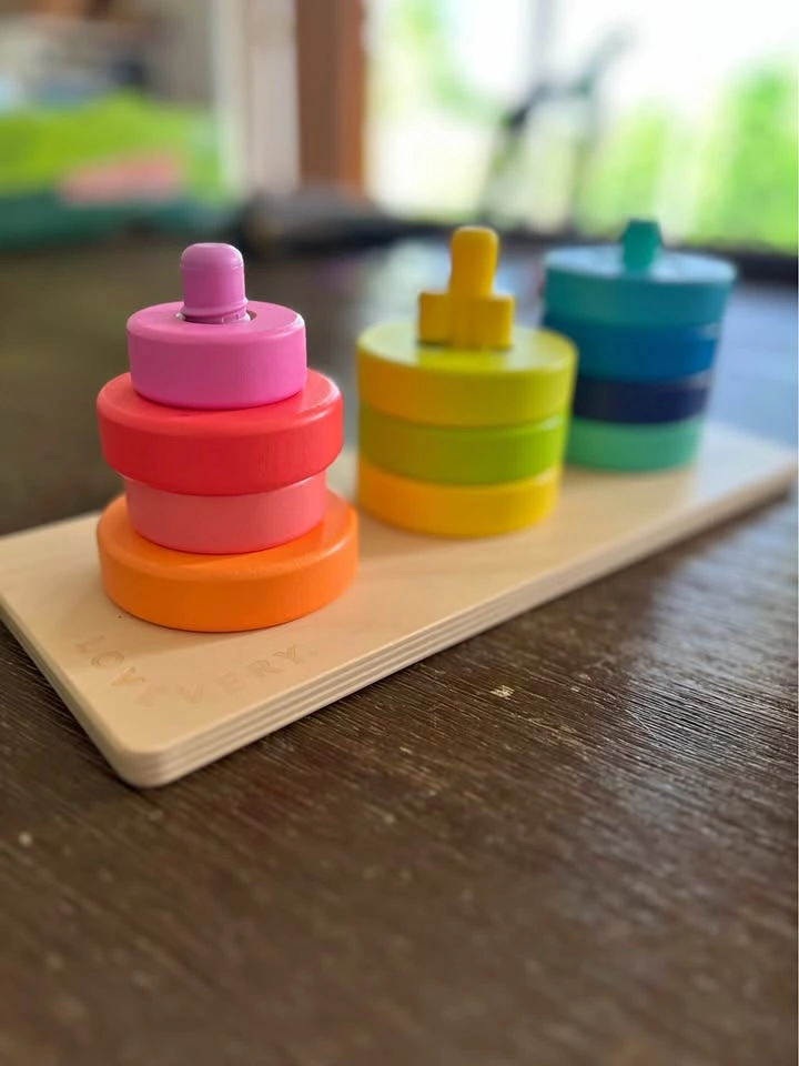 Lovevery Wooden Shape Sorter Stacking Toy