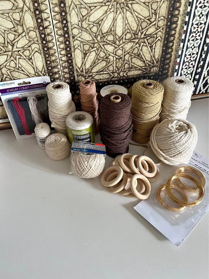 Craft Supplies Bundle Macrame Cord Twine Rings Wire