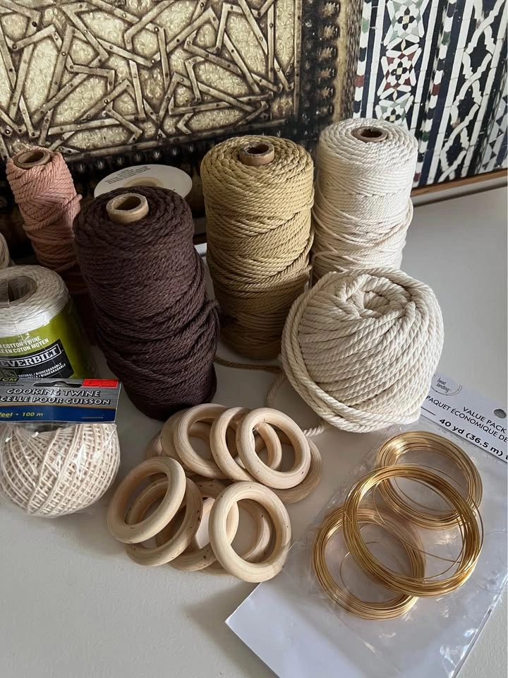 Craft Supplies Bundle Macrame Cord Twine Rings Wire - photo 3