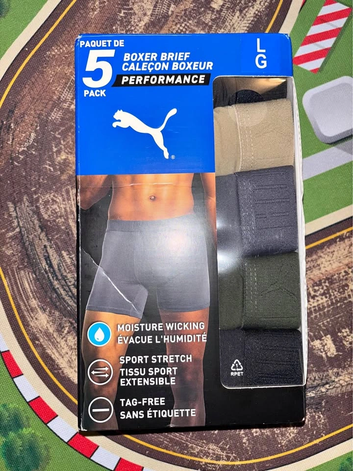 Puma Performance Boxer Briefs 5-Pack Large