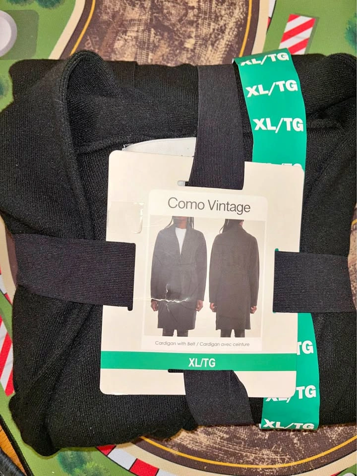 Como Vintage Black Cardigan with Belt XL/TG