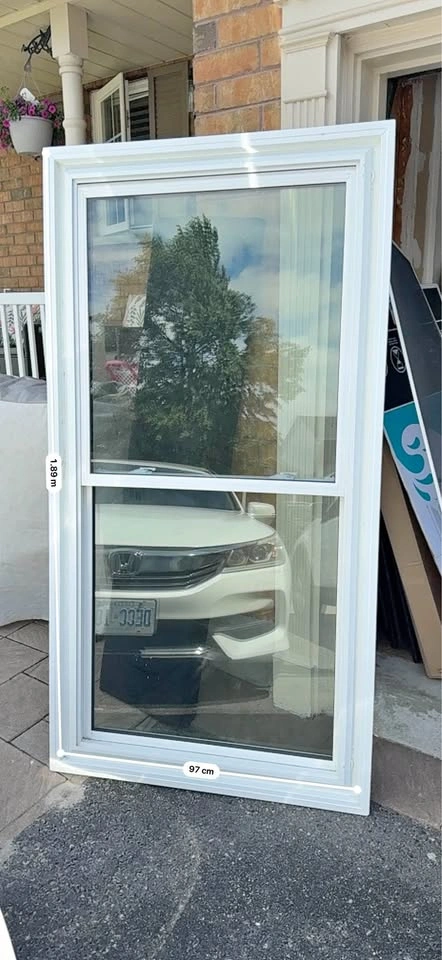Large White Vinyl Double Pane Window 97cm x 189cm