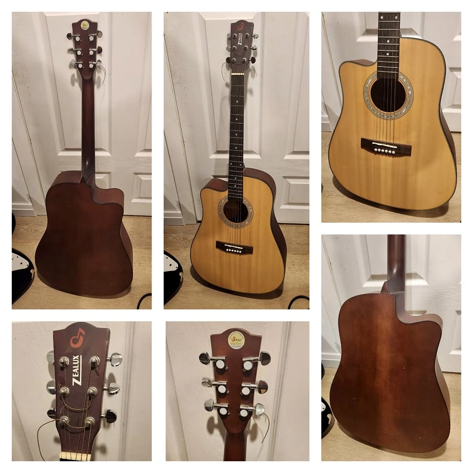 $250 Zealux Left-handed Acoustic Guitar with Cutaway