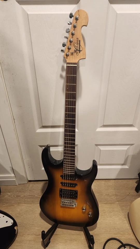 $240 Oscar-Schmidt HSS Electric Guitar – Tobacco Burst - photo 2