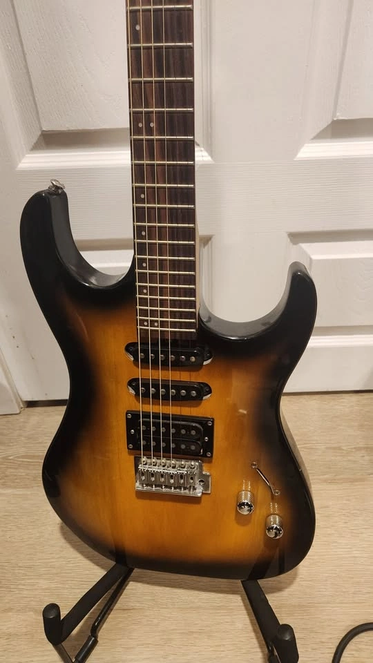 $240 Oscar-Schmidt HSS Electric Guitar – Tobacco Burst - photo 3