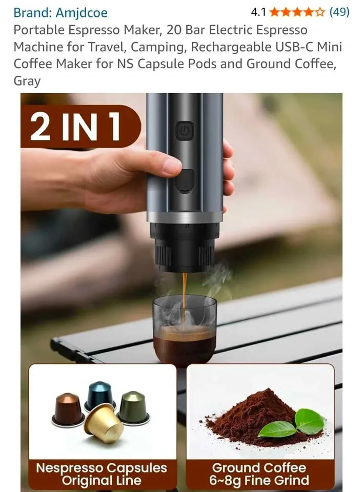 Amjdcoe Portable Espresso Maker 20 Bar Electric Rechargeable USB - photo 3