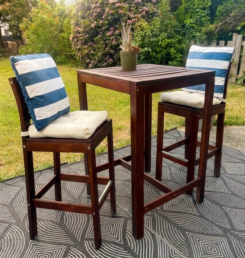 IKEA APPLARÖ Bar Table + 2 Chairs – Solid Wood Patio Set - photo 3