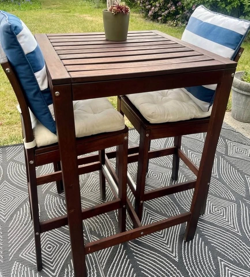 IKEA APPLARÖ Bar Table + 2 Chairs – Solid Wood Patio Set - photo 5