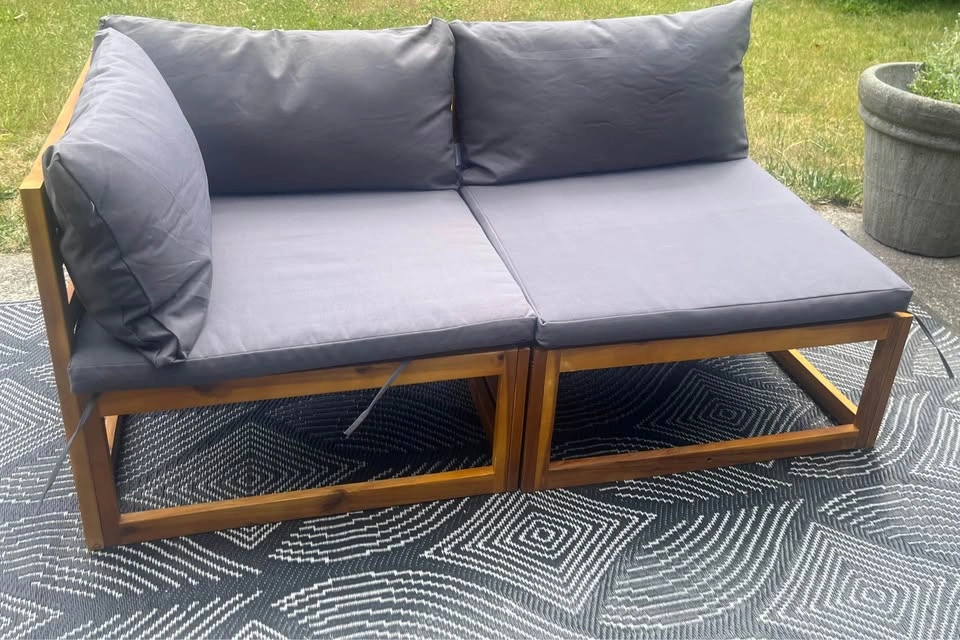 Like-New WayFair Acacia Wood Outdoor Sectional Sofa Set - photo 4