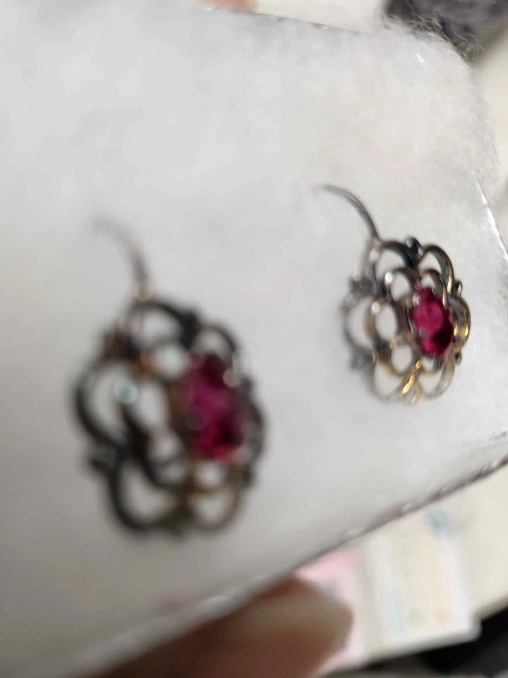 New Earrings - Crystals in Pink / Red / Magenta - photo 3