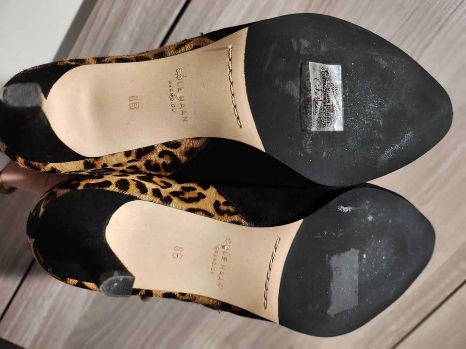 Cole Haan Suede Leather Heels / Bootie - Black and Leopard Print - photo 5