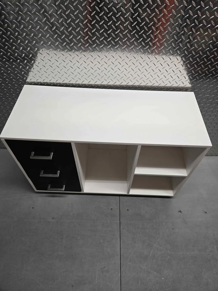 Modern Mobile Storage Cabinet – 3 Drawers & Open Shelving - photo 2