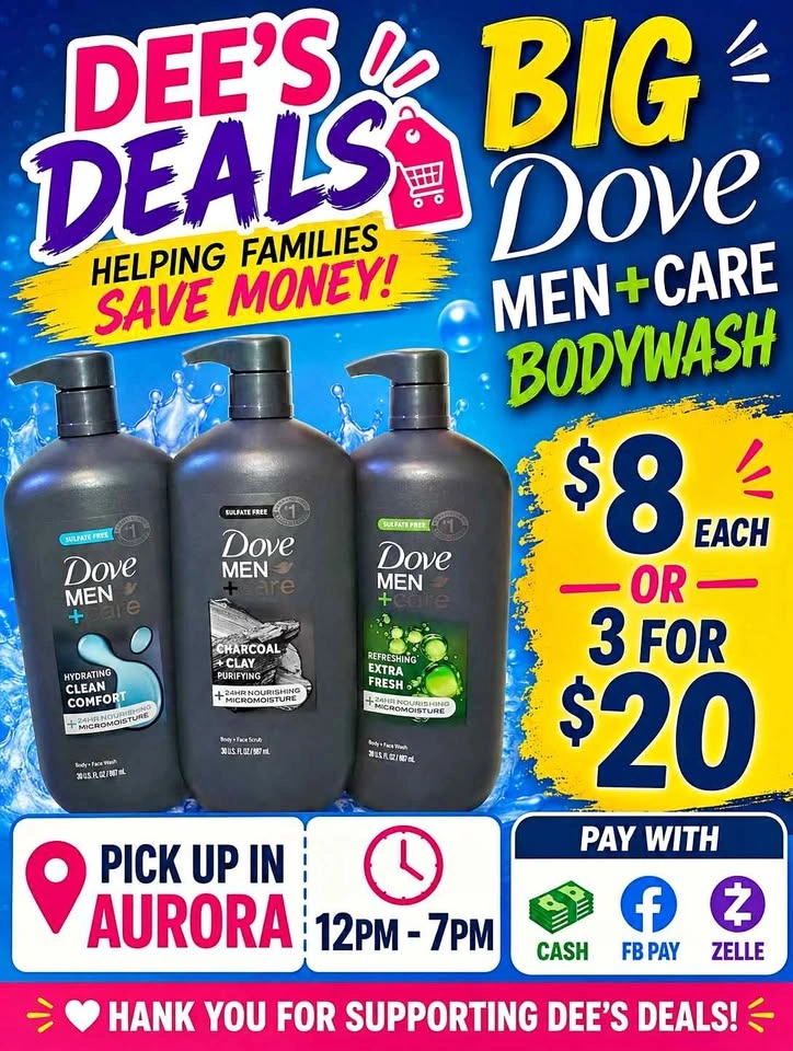 Dove mens Big Bodywash $8 or 3 for $20