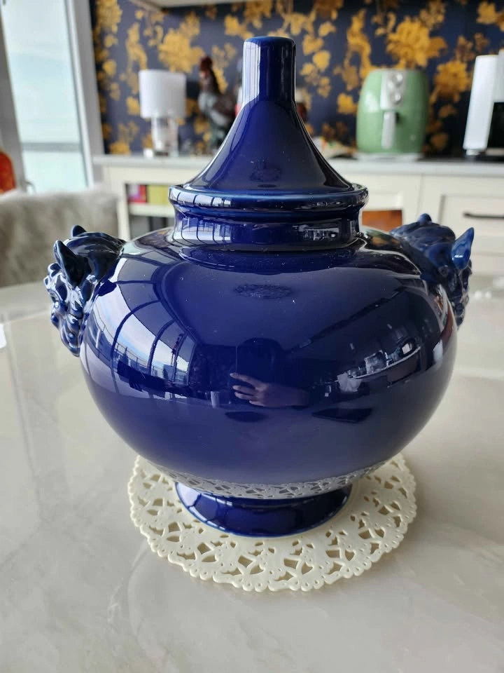 Vintage Cobalt Blue Ginger Jar with Foo Lions - photo 5