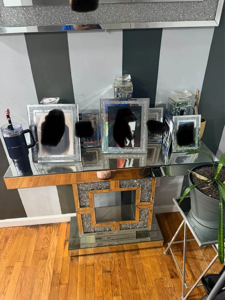 Glass console, center table, mirror, and plant stand - photo 5