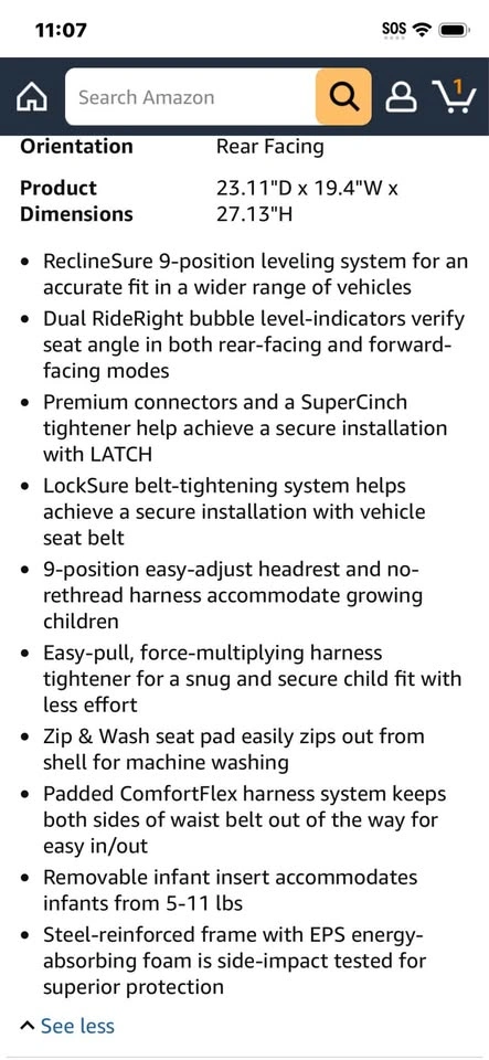 Chicco Nextfit Infant-Toddler Car Seat - photo 5