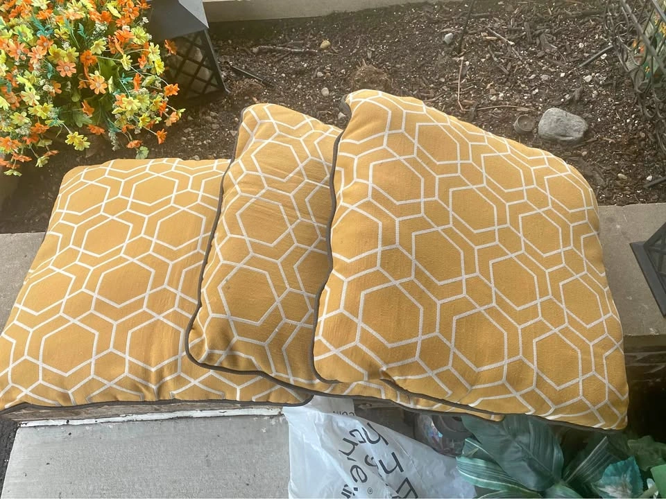 Set of 3 Outdoor Seat Cushion or Back Pillows