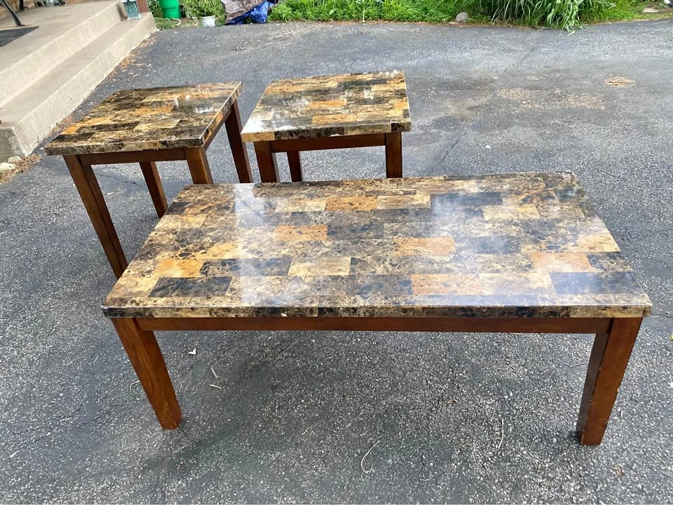 Faux Granite/Marble End Tables, coffee table