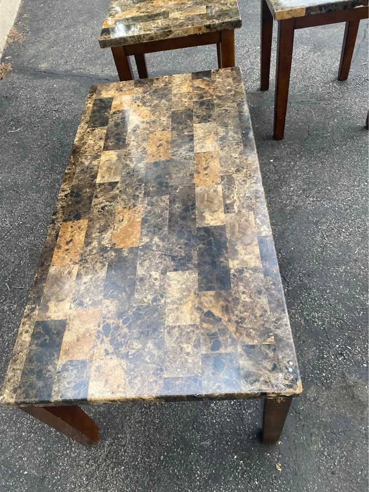 Faux Granite/Marble End Tables, coffee table - photo 3