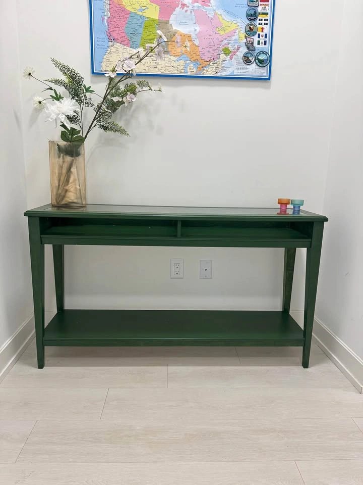 Dark green console table