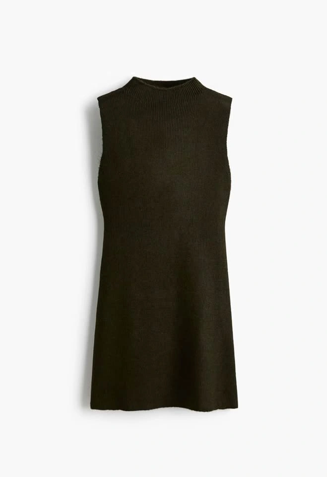 H&M Dark Green Knit Mock Neck Dress | size M - photo 2