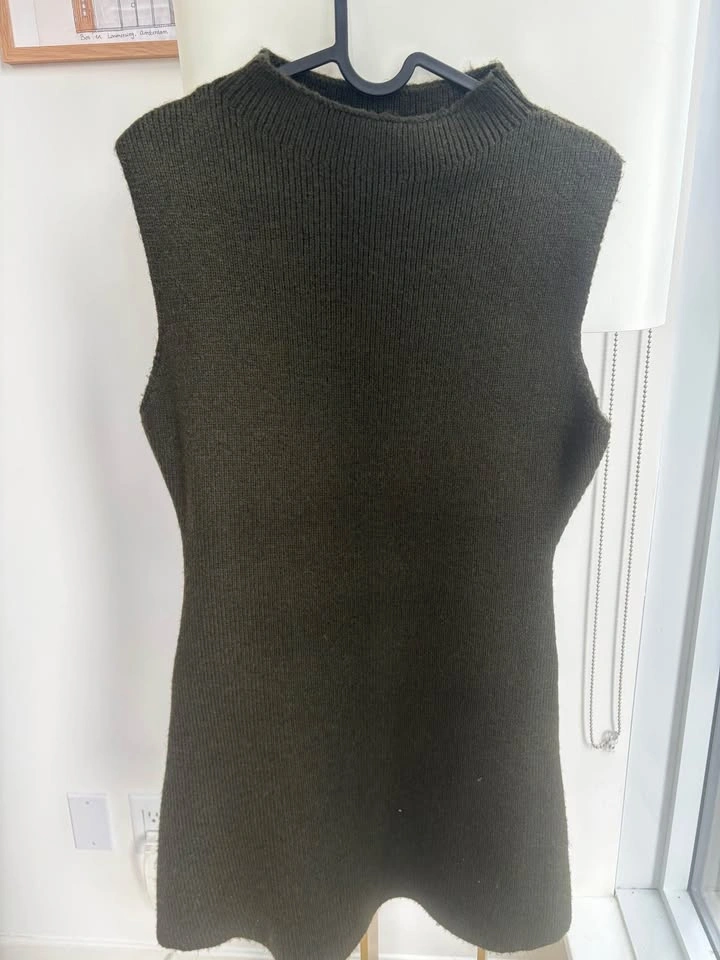 H&M Dark Green Knit Mock Neck Dress | size M - photo 3