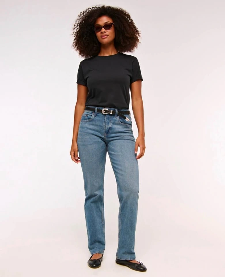 Abercrombie & Fitch Mid Rise 90s Straight Curve Love Jeans 27 Lo