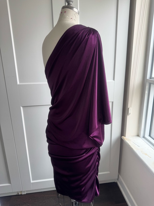 LE CHÂTEAU Brand New Plum Coloured One Shoulder Dress Size XL - photo 5