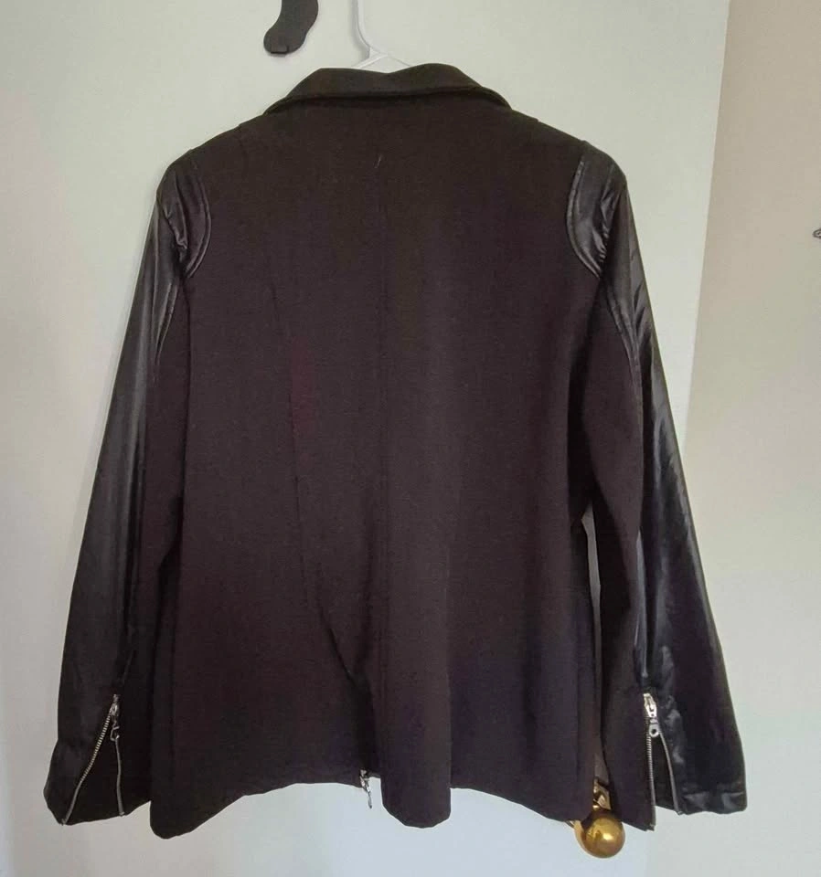 DKNY Black Moto Jacket Mixed Material Size M - photo 3