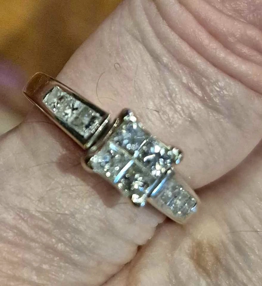 Princess Cut Diamond Cluster Ring in 14k White Gold