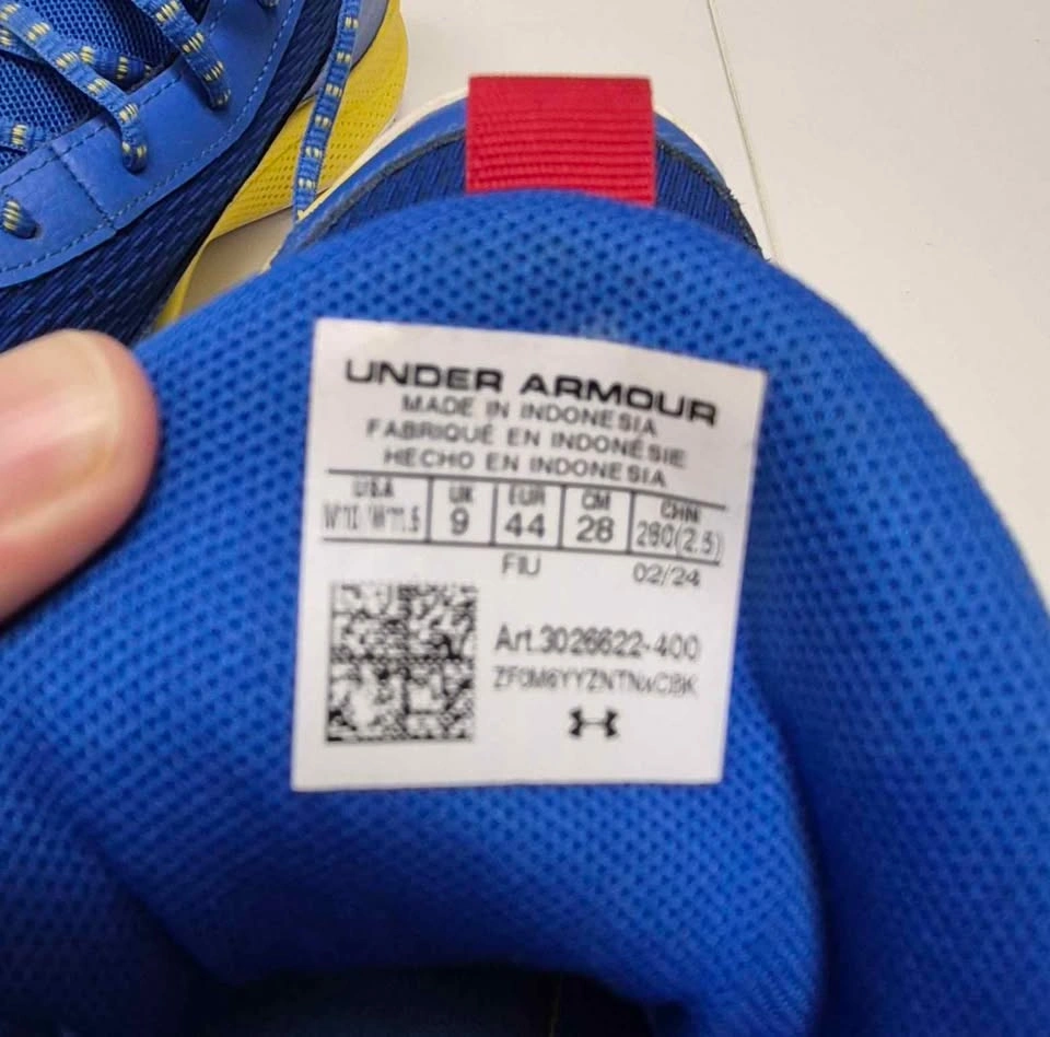 Under Armour Curry Blue Yellow Sneakers women's 11, men's 9 - photo 4