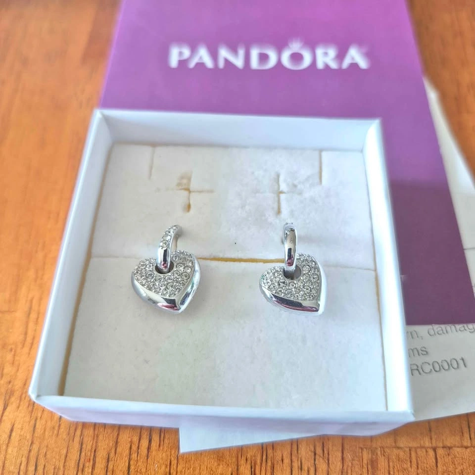 Pandora Sparkling Heart Earrings