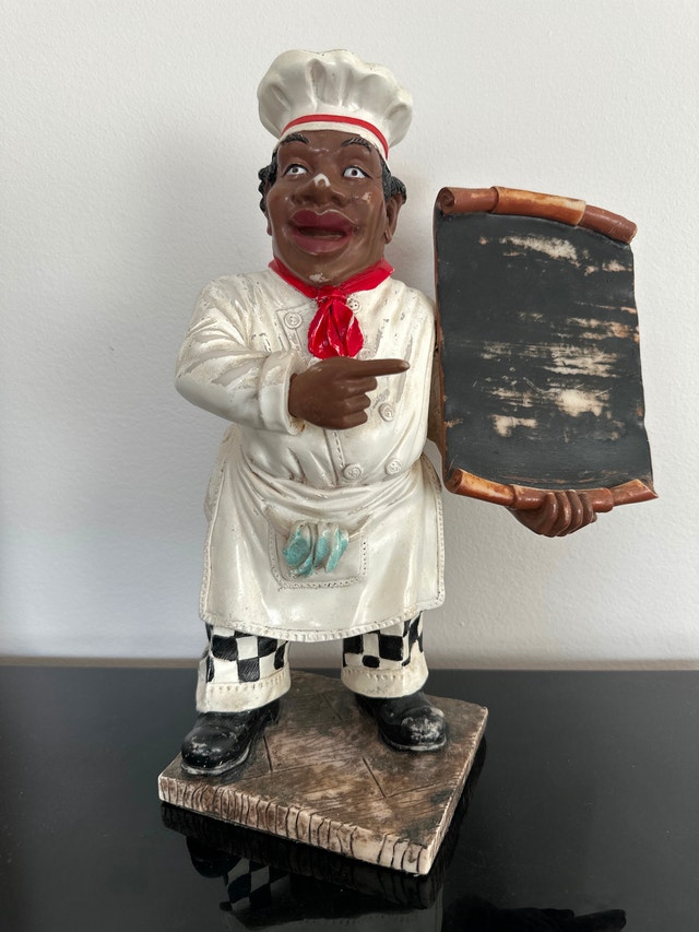 African American Chef Menu Chalkboard Figurine