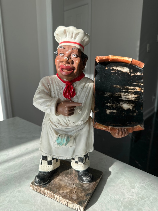 African American Chef Menu Chalkboard Figurine - photo 2