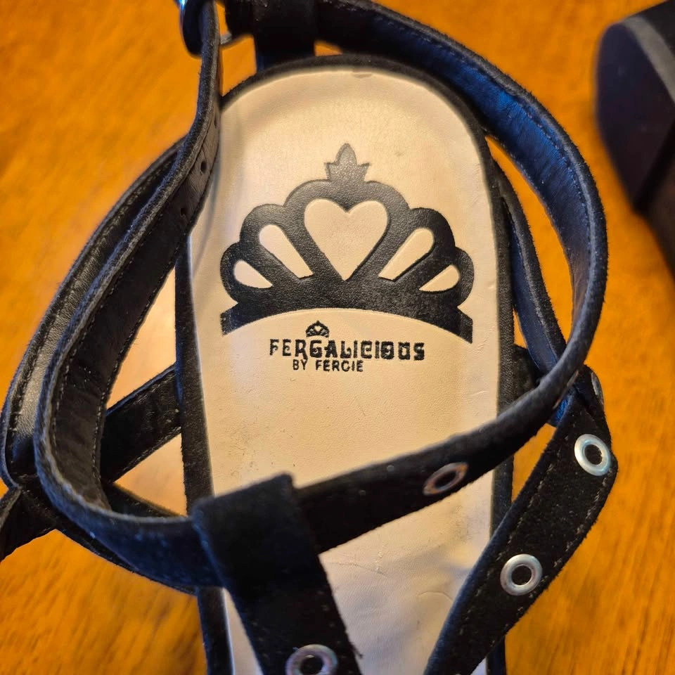 Fergalicious by Fergie Black Grommet Wedge Sandals - photo 2