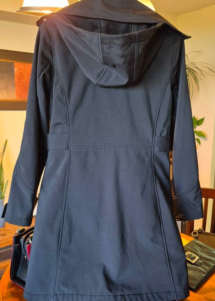 HAWKE & Co. Sport Black Hooded Fleece Lined Long Coat size small - photo 2