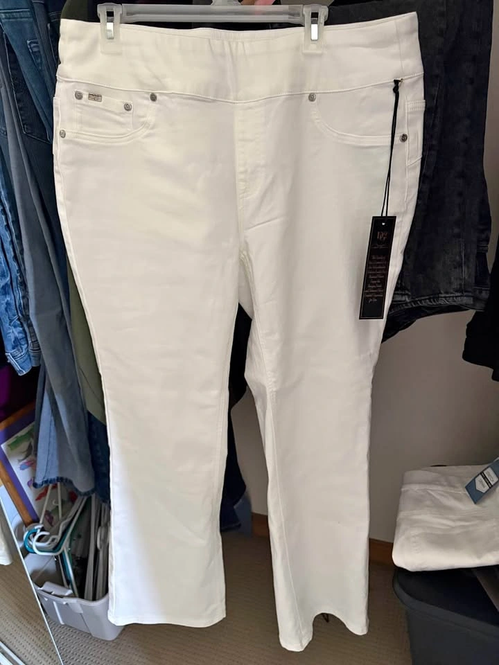 D2 Diane Gilman Off-White Stretch Denim Pants XL