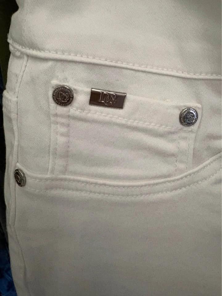 D2 Diane Gilman Off-White Stretch Denim Pants XL - photo 3