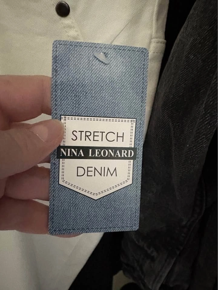 Nina Leonard Off White Stretch Denim Pull-On Pants 2X - photo 2