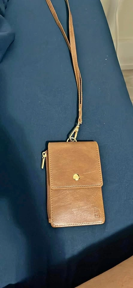Brown ELV Wallet Card Holder with Lanyard