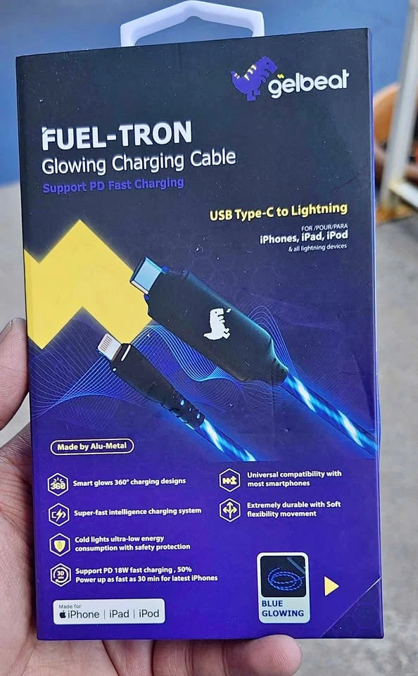 Glowing Charging Cable MFi Certified for iPhone iPad iPod