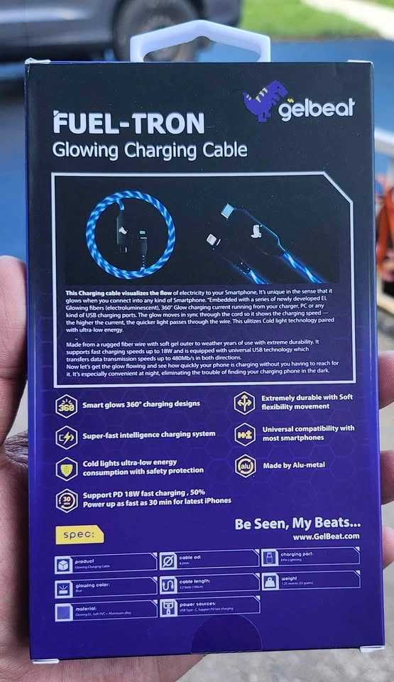 Glowing Charging Cable MFi Certified for iPhone iPad iPod - photo 2