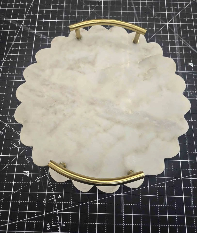 Ashland Easter Meadow Marble Tray with Brass Handles