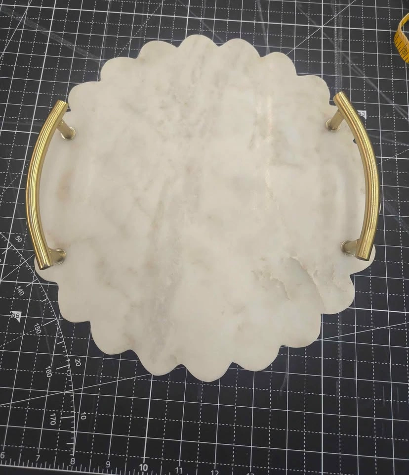 Ashland Easter Meadow Marble Tray with Brass Handles - photo 2