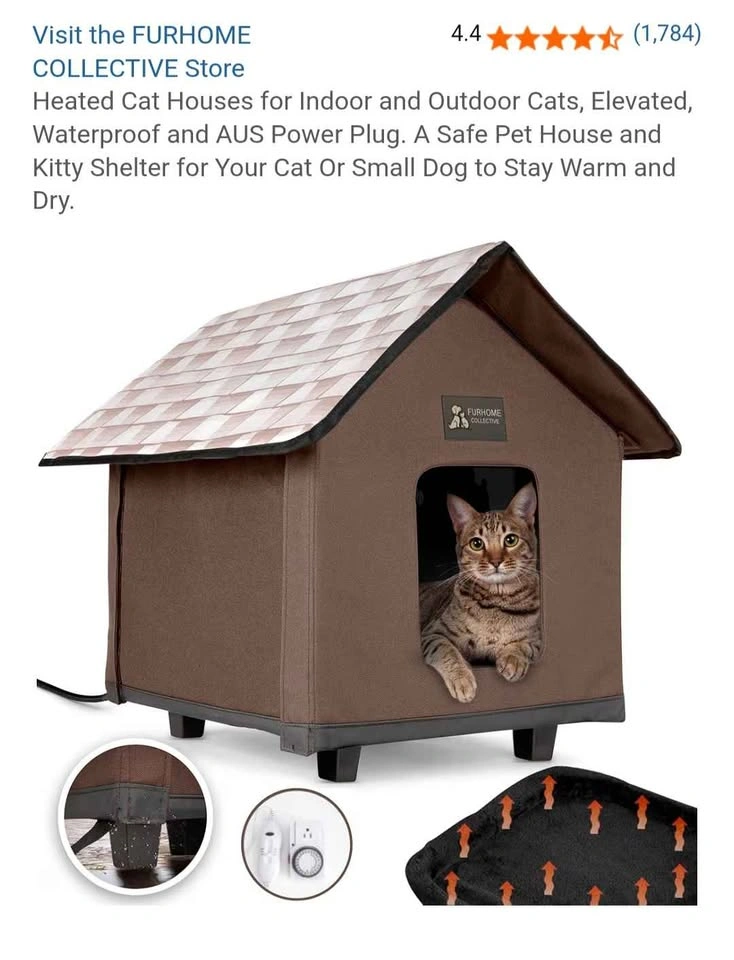 Heated Cat House for Indoor/Outdoor Use, Waterproof - photo 2