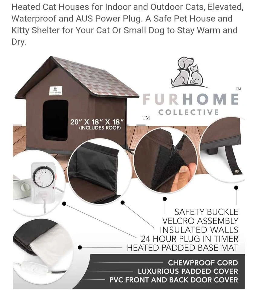 Heated Cat House for Indoor/Outdoor Use, Waterproof - photo 4
