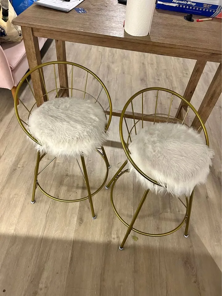 Fuzzy White Bar Stools thumbnail