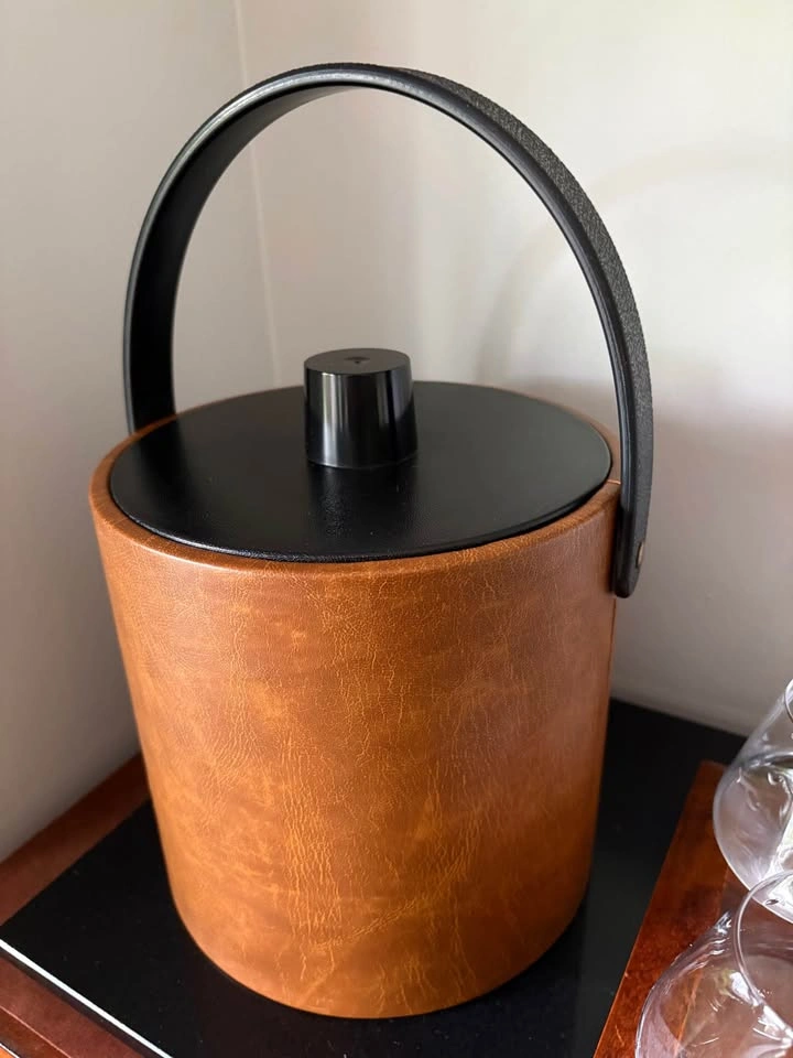Vintage Mid-Century Modern Irvinware Faux Leather Ice Bucket - photo 2