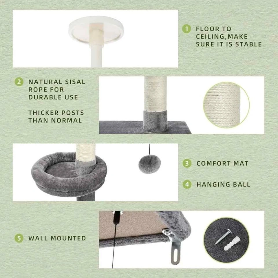 PAWZ Road 5-Tier Floor to Ceiling Cat Tree 95-107 Inches - photo 4